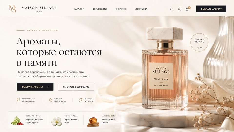 Лендинг нишевой парфюмерии